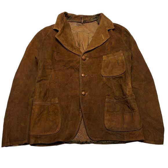 Vintage Other - Vintage 30s Buckskin Chore Sports Coat Leather Jacket Mens 19.5x26 Western Retro